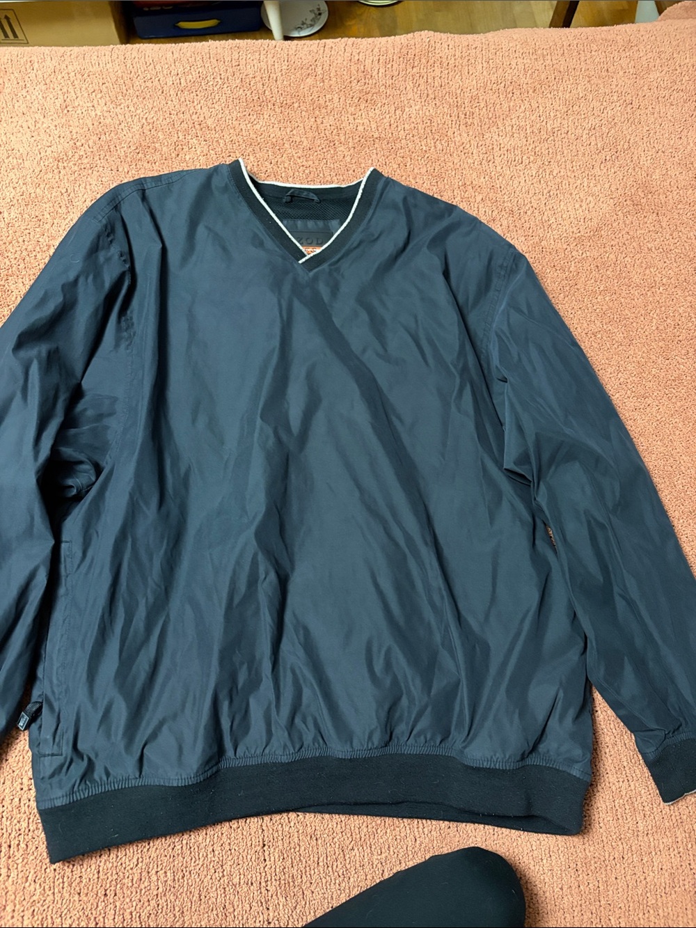 Men's Izod Navy V-Neck Pullover Sweater with White Trim